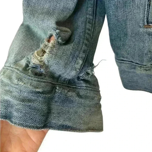 Madewell Ellery Wash Ripped Distressed Denim Jeans Jacket Style C1778 - Picture 5 of 8